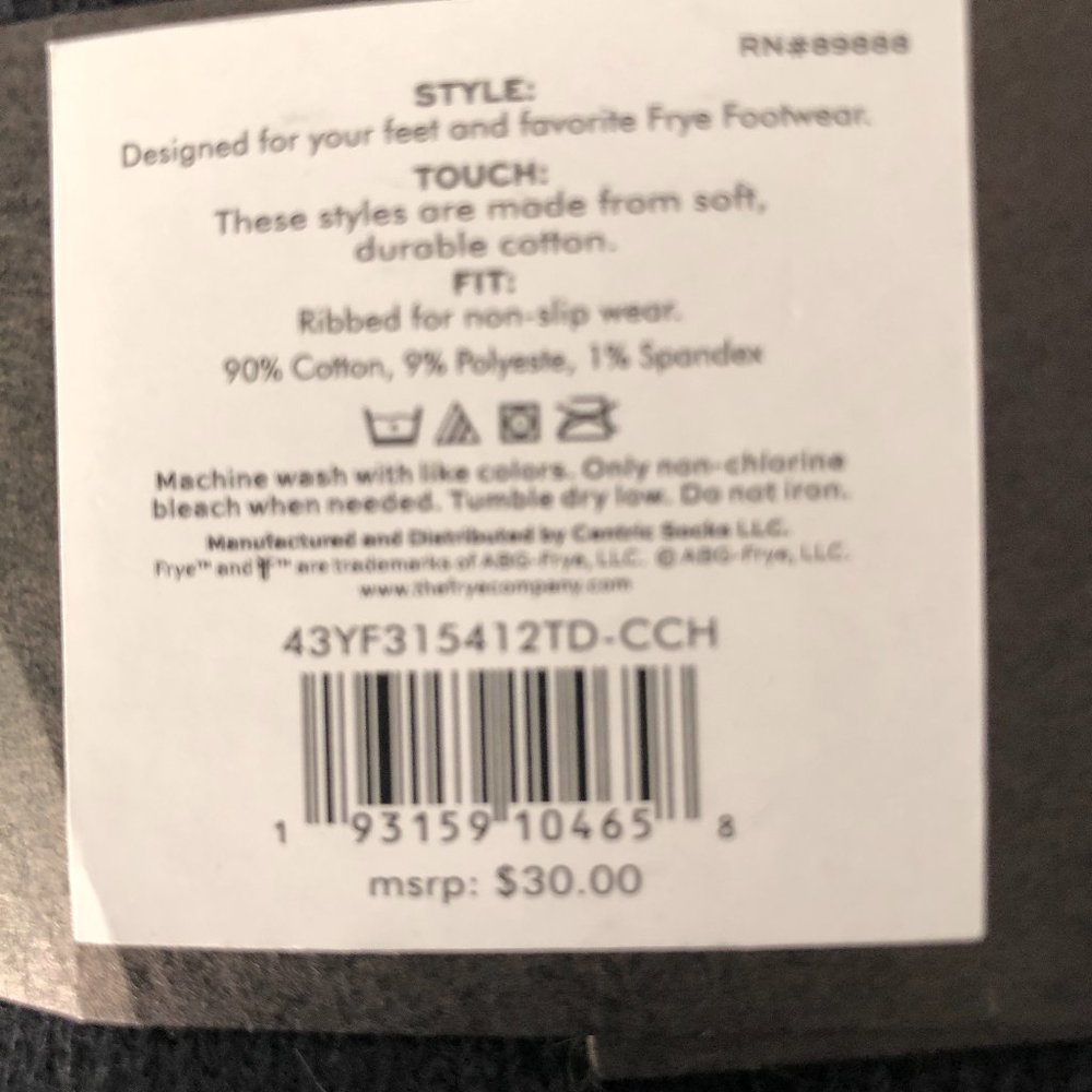 FRYE 2 Pairs Men's Boot Socks OSFM - Picture 3 of 5